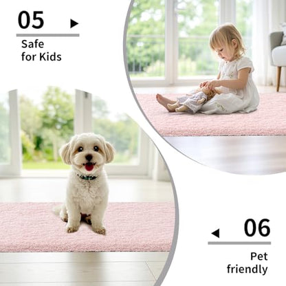 Disolla Bathroom Rugs 24x48 Non Slip Fluffy Bath Mat for Bathroom Floor Washable Plush Luxury Bath Rug for Tub Soft Shaggy Absorbent Shower Sink Mat, Sakura Pink