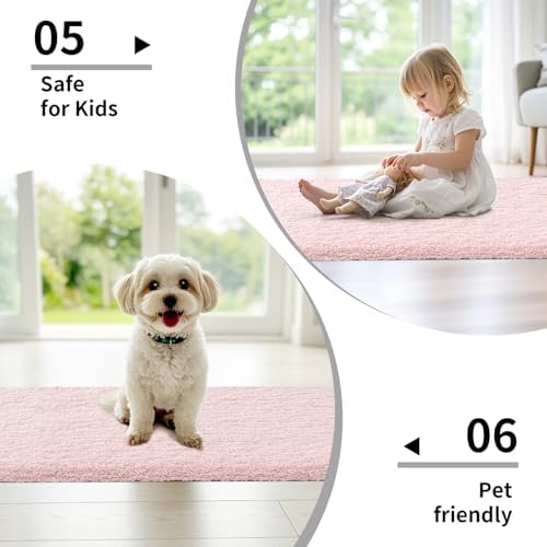 Disolla Bathroom Rugs 24x36 Non Slip Fluffy Bath Mat for Bathroom Floor Washable Plush Luxury Bath Rug for Tub Soft Shaggy Absorbent Shower Sink Mat, Sakura Pink