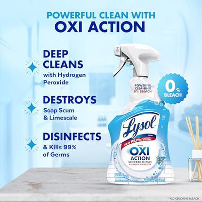 LYSOL OXI Action Bathroom Cleaner Spray, Disinfectant Spray, 32 oz