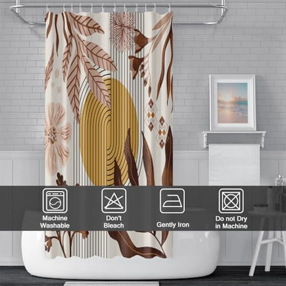 Boho Brown Stall Shower Curtain with Hooks 36x72 Inch