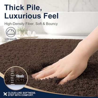 OLANLY Microfiber Bathroom Runner Rugs 47x17, Ultra Soft Bath Mat, Brown