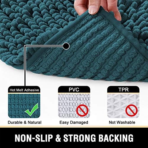 H.VERSAILTEX Bathroom Rugs Non Slip Luxury Chenille Bathroom Mat 24x47 Extra Soft and Absorbent Shaggy Rugs Washable Dry Fast Area Carpet Mats for Bath Room, Tub - Dark Teal