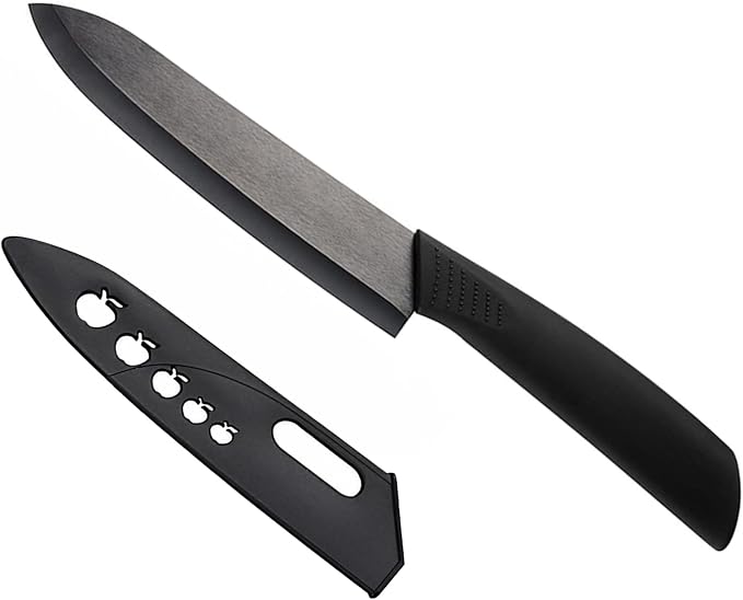 Ceramic Chef Knife - 6" Sharp Blade Kitchen Knife with Cover,Black