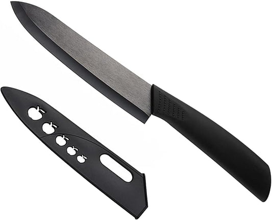 Ceramic Chef Knife - 6" Sharp Blade Kitchen Knife with Cover,Black