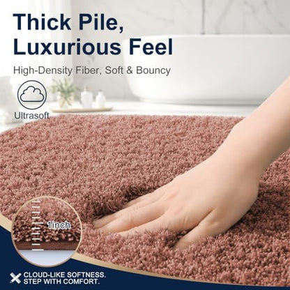 OLANLY Microfiber Bathroom Rugs 30x20, Ultra Soft Absorbent Bath Mat, Mocha