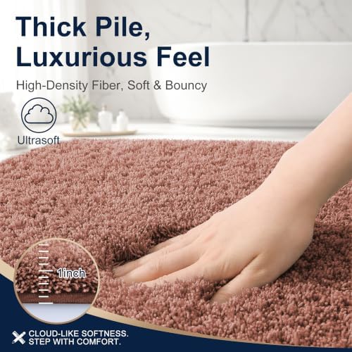 OLANLY Microfiber Large Bathroom Rugs 44x32, Soft Absorbent Bath Mat, Mocha