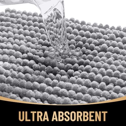 OLANLY Thick Chenille Bathroom Rugs 34x21, Soft Absorbent Bath Mat, Grey