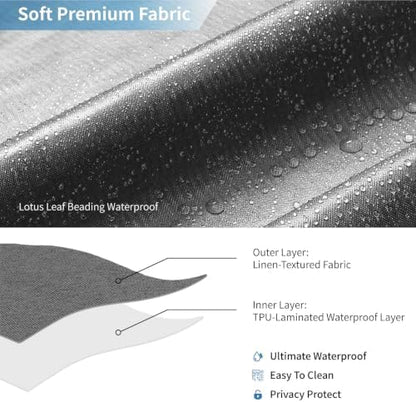 Extra Long Fabric Shower Curtain,No Liner Needed,72x96,CharcoalGrey