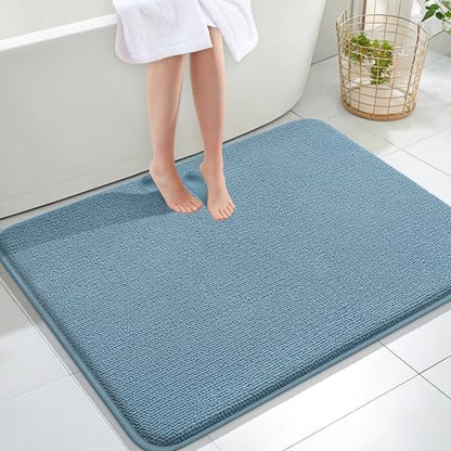 OLANLY Memory Foam Large Bathroom Rugs 40x32, Absorbent Bath Mat, Airy Blue