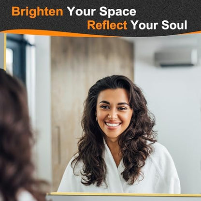 Delma Arched Bathroom Mirror, 24"x36", Gold