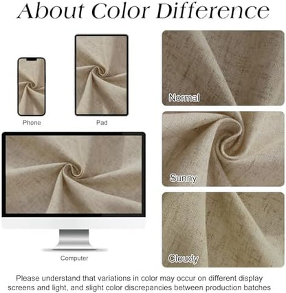 Naturoom Linen Shower Curtain 72 Inch Long for Bathroom Cobblestone 1 Panel