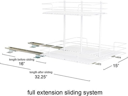 Household Essentials White Steel Double-Tier Pantry Organizer