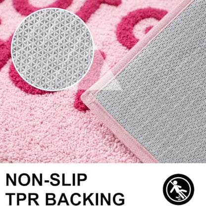 Hot Girl Shower Pink Bath Mat, Cute Tufted Bathroom Rug 24''x16''