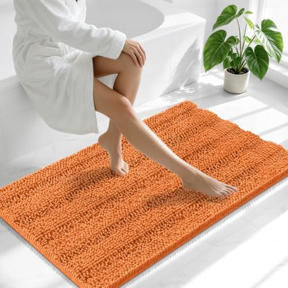 Smiry Thick Chenille Bathroom Runner Rugs 44x24, Absorbent Bath Mat, Clay