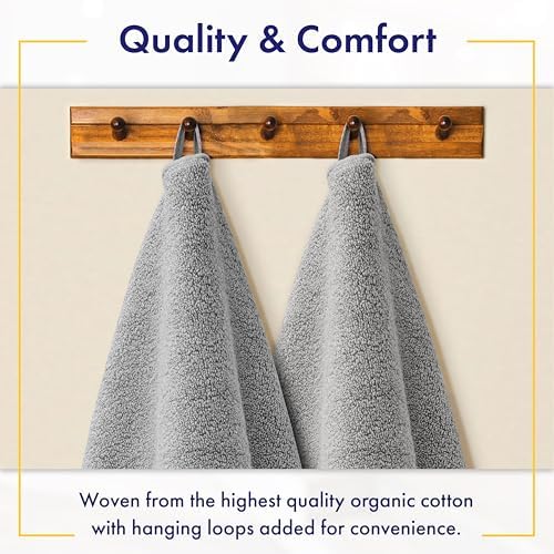 Alusa Home 100% Organic Luxury Bath Sheets - GOTS Certified - Extra Large 35x70 Inches (Pack of 2) Zero-Twist, Long-Staple Cotton Bath Sheet Set (Pewter Grey)