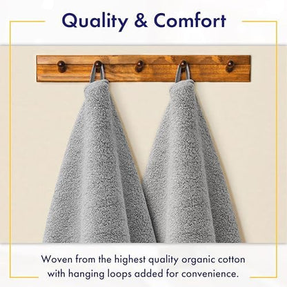 Alusa Home 100% Organic Luxury Bath Sheets - GOTS Certified - Extra Large 35x70 Inches (Pack of 2) Zero-Twist, Long-Staple Cotton Bath Sheet Set (Pewter Grey)