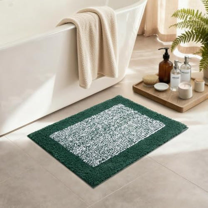 Bathroom Rugs 24x17 Non Slip Washable, Soft Absorbent Bath Mat Dark Green