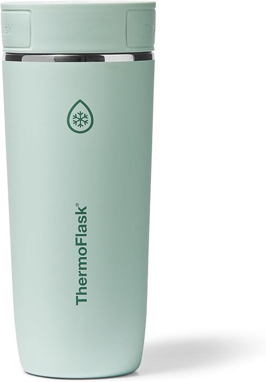ThermoFlask Stainless Steel Travel Coffee Tumbler with Sip-N-Lok Auto-Seal Lid (16 oz, Sage Green) - Leakproof Insulated Mug for Coffee & Tea