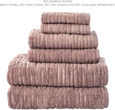 SKL Home CloudSoft 100% Cotton Luxury 4-Piece Bath Towel Set, Clay