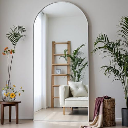 Dewfig Full Length Mirror, 70"x26" Arched Full Body Mirror, White