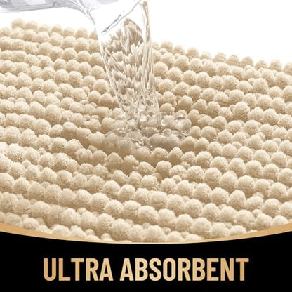 OLANLY Thick Chenille Bathroom Runner Rugs 47x20, Absorbent Bath Mat, Beige