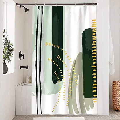 Mid Century Green Shower Curtain for Bathroom 54x72 Inch
