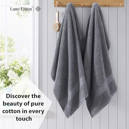 LANE LINEN Bath Sheet Quick Dry 100% Cotton 2 Pack Soft - Cool Grey