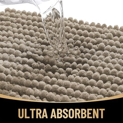 OLANLY Thick Chenille Bathroom Runner Rugs Mats 44x24, Warm Taupe