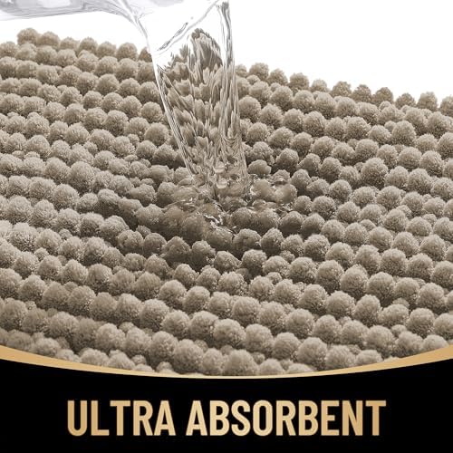 OLANLY Thick Chenille Small Bathroom Rugs Mats 24x16, Warm Taupe
