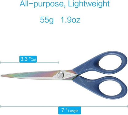 LIVINGO Scissors 7 Inch All Purpose Titanium Scissors Bulk 2 Pack, Left/Right Handed, Forged Stainless Steel Sharp Blade Shears Multipurpose for Home Offce School Student Sewing Fabric Craft Supplies