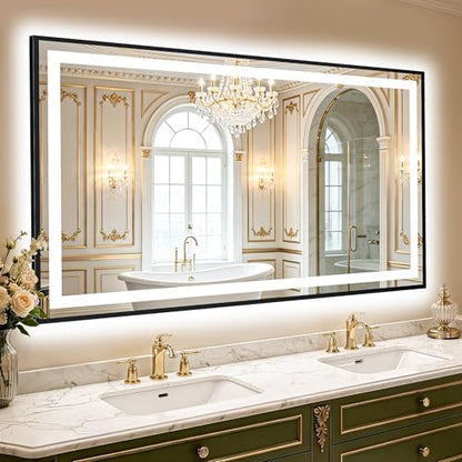 LED Bathroom Mirror with Light, 30x50 Vanity Mirror for Wall with Frame
