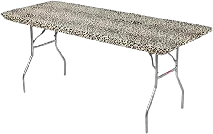 Kwik-Covers 8' Rectangle Plastic Table Covers 30" x 96", Bundle of 5 (Leopard)