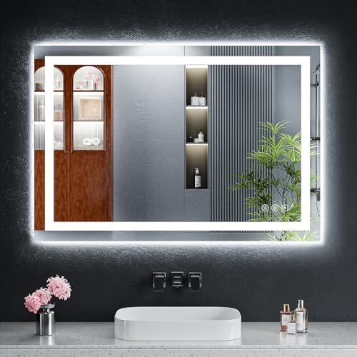 26"x38" LED Bathroom Mirror with Lights, Backlit+Frontlit, Anti-Fog