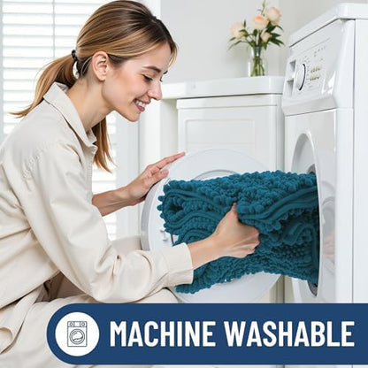 Smiry Bathroom Rugs 24X16, Extra Soft Rubber Backing Chenille Bath Mats