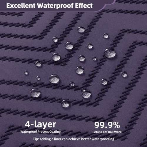 Siiluminisoy Extra Long Boho Shower Curtain, Woven Fabric 84 in Dark Purple, 72 x 84, Tufted Chevron Striped Modern Chic Textured Minimalist Bathroom Shower Curtain