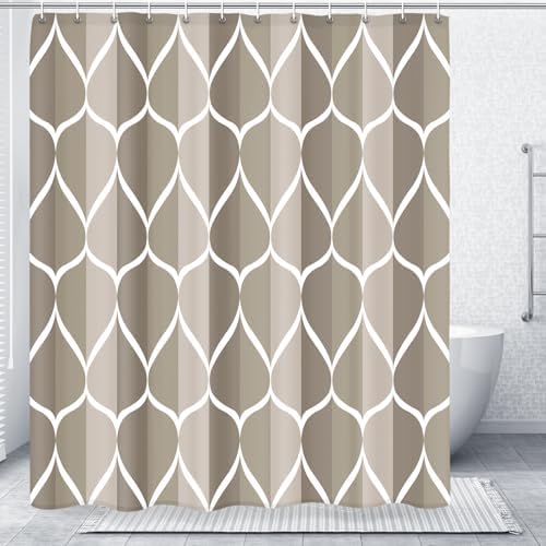 Gelbchu Geometric Shower Curtain for Bathroom, Light Gray Brown, 72x72