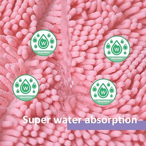 Bathroom Rugs Chenille Bath Mat Set 3-Piece Bath Rugs for Bathoom Extra Soft Bath Mats for Bathoom Non Slip Absorbent Shag Bthroom Carpet, Machine Washable, Toilet Rug Pink