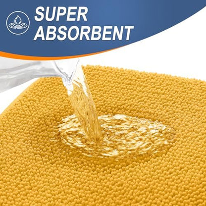 OLANLY Memory Foam Bathroom Rugs 36x24, Absorbent Bath Mat, Golden Yellow