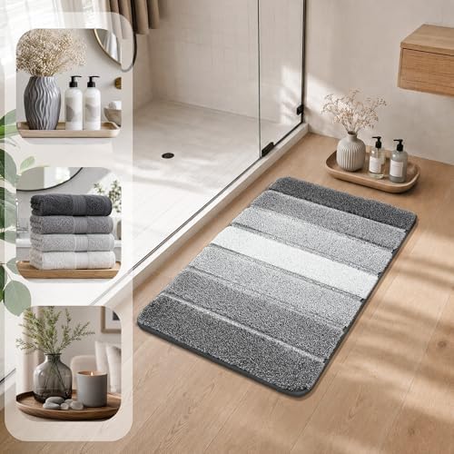 COSY HOMEER Bathroom Rugs 30x20,Ultra Soft Absorbent Bath Mat,Grey