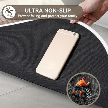 YDKGL Half Circle Bath Mat, Non Slip Thin Bathroom Rugs, Brown 24x35