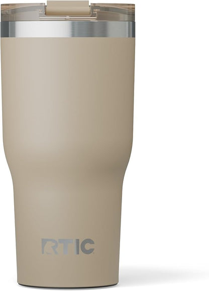 RTIC 30oz Essential Tumbler with Lid, Ceramic Lined, Insulated, Stainless Steel, Metal, Double Wall Vacuum-Insulation, Travel Cup for Iced Coffee, Tea, Hot and Cold Drink, Beach