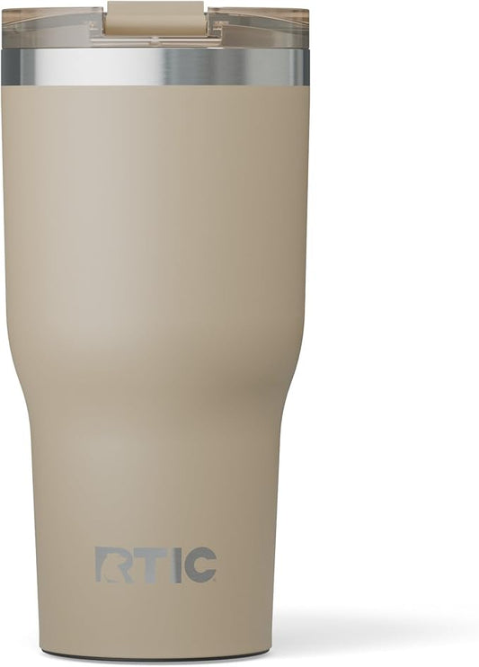 RTIC 30oz Essential Tumbler with Lid, Ceramic Lined, Insulated, Stainless Steel, Metal, Double Wall Vacuum-Insulation, Travel Cup for Iced Coffee, Tea, Hot and Cold Drink, Beach