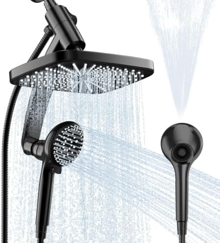 12 Inch High Pressure Rainfall Shower Head Combo,9 Settings Handheld Shower