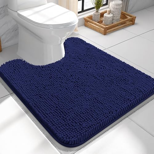 OLANLY Toilet Rugs U-Shaped 24x24, Soft Absorbent Chenille Contour Rugs