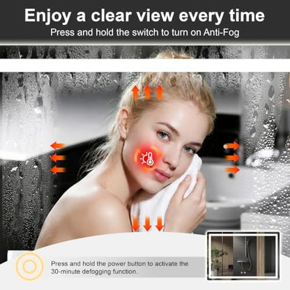 LED Bathroom Mirror with Lights, 30 x 45 Lighted Vanity Wall Mirror