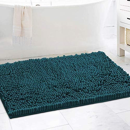 H.VERSAILTEX Bathroom Rugs Non Slip Luxury Chenille Bathroom Mat 24x36 Extra Soft and Absorbent Shaggy Rugs Washable Dry Fast Area Carpet Mats for Bath Room, Tub - Dark Teal