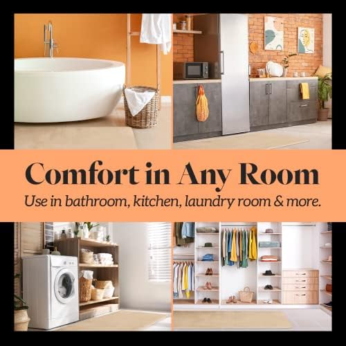 Memory Foam Bath Mat Non Slip Absorbent Super Cozy Velvet Bathroom Rug Carpet (60 inches X 17 inches, Beige)