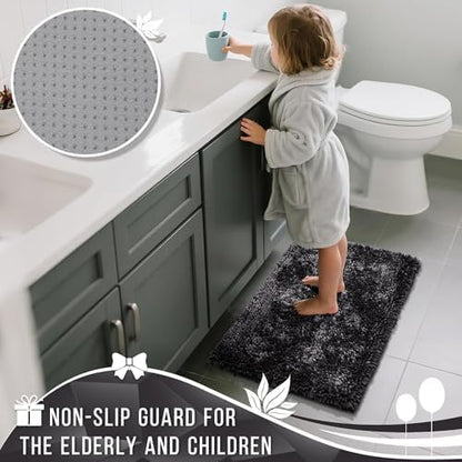Yimobra Large Bathroom Rug Non Slip 36x24 Inch, Extra Thick Soft Absorbent Chenille Bath Mat, Machine Washable Quick Dry Bath Rugs for Bathroom Floor, Tub and Shower, Home Decor Accessories, Dark Grey
