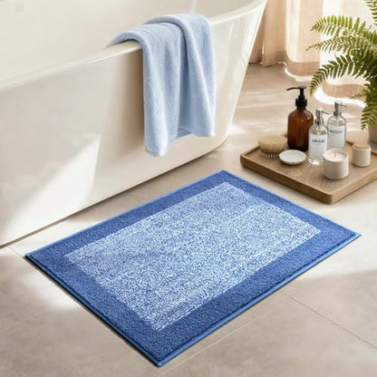 36x24 Large Bathroom Rugs Non Slip Washable, Soft Absorbent Bath Mat Blue