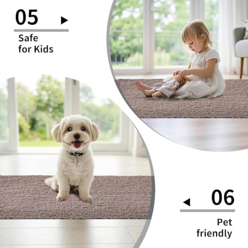 Disolla Taupe Grey Bathroom Rug 24x36 - Non-Slip Plush Thick Bath Mat, Highly Absorbent & Ultra Soft Fluffy Floor Mat, Machine Washable for Shower and Tub